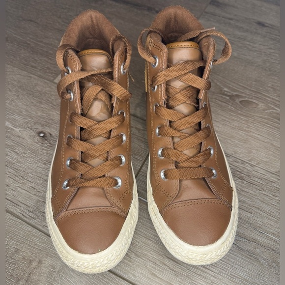 Brown leather and suede converse all star shoes - Picture 2 of 6